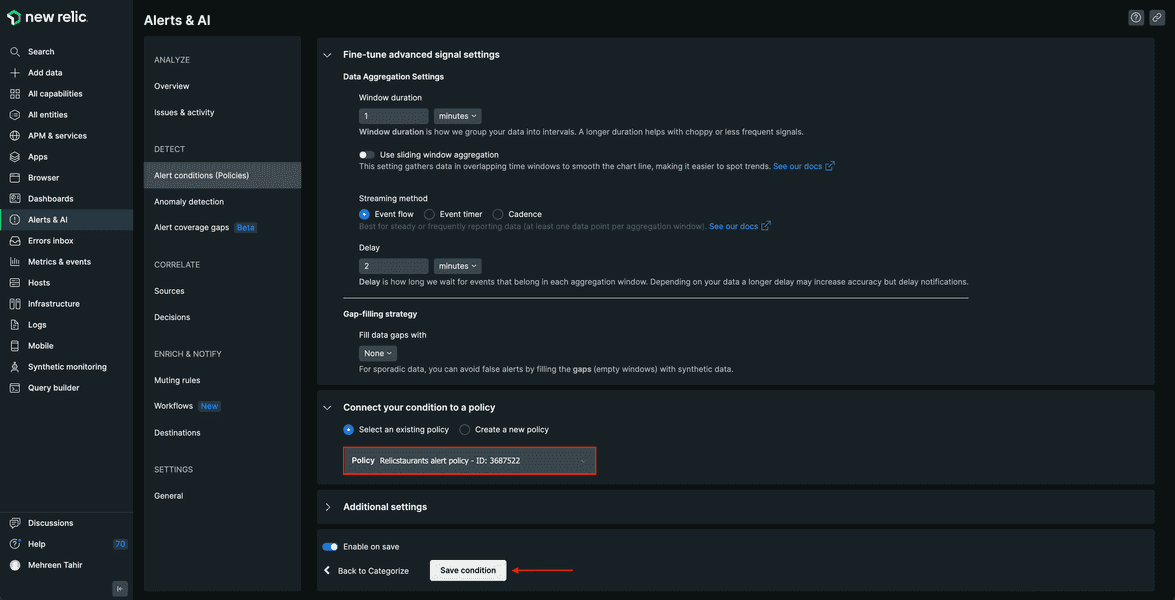 Arrow pointing to save condition