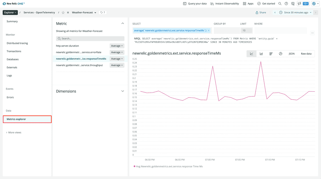 Metrics explorer